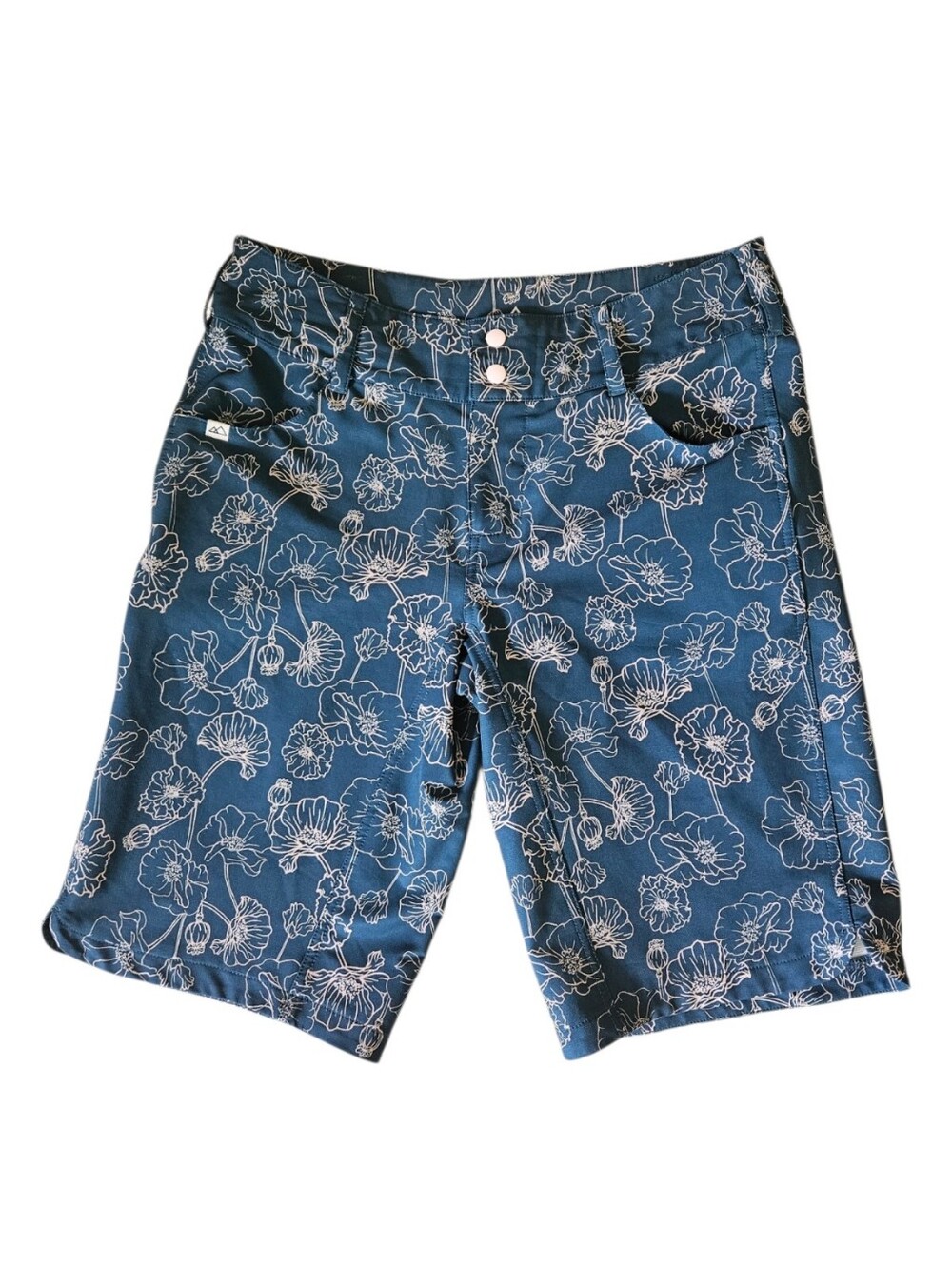 Wild Rye Women's Kaweah Mountain Biking Shorts Size 8 Green Poppy Print